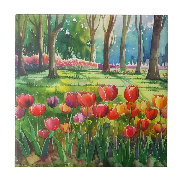 Tulips in The Park Tile (Front)