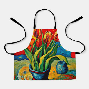 Tulips in vase apron