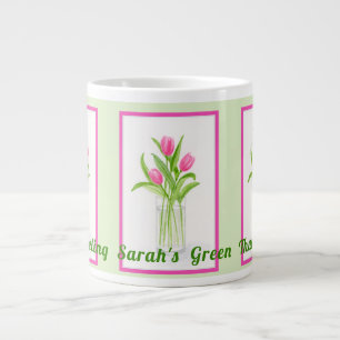 Tulips in Water Handpainted Watercolor PERSONALIZE Large Coffee Mug