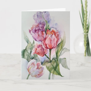 Tulips In Watercolors Card
