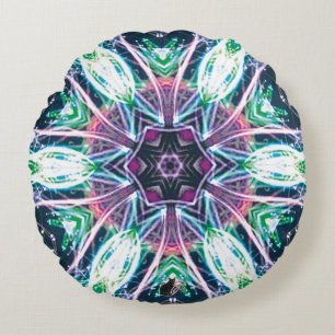 Tulips Kaleidoscope  Round Pillow