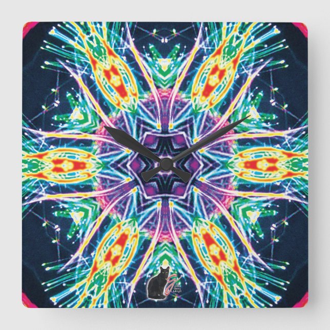 Tulips Kaleidoscope Square Wall Clock (Front)