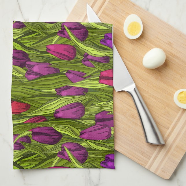 Tulips Kitchen Towel (Quarter Fold)