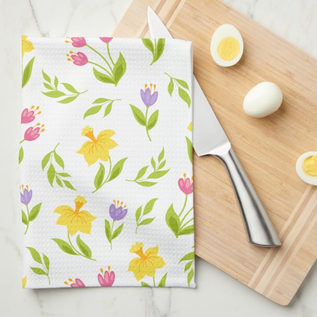 Tulips -N- Daffodils Kitchen Towel (Quarter Fold)