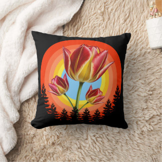 tulips nature botanical plant  throw pillow
