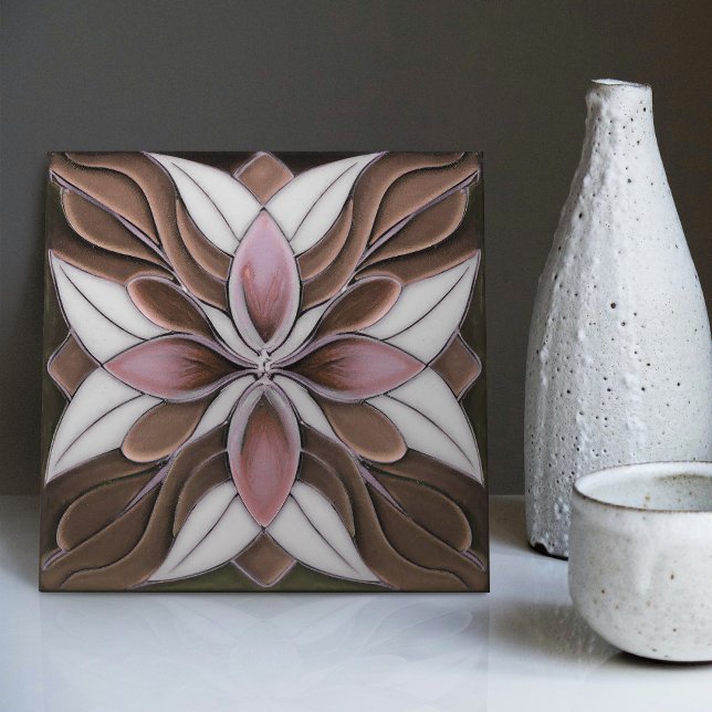 Tulips on Chocolate Art Nouveau Ceramic Tile (Creator Uploaded)