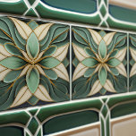 Tulips on Sage Symmetric Art Nouveau Ceramic Tile<br><div class="desc">Welcome to CreaTile! Here you will find handmade tile designs that I have personally crafted and vintage ceramic and porcelain clay tiles, whether stained or natural. I love to design tile and ceramic products, hoping to give you a way to transform your home into something you enjoy visiting again and...</div>