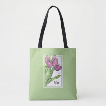 Tulips on Sage Tote Bag