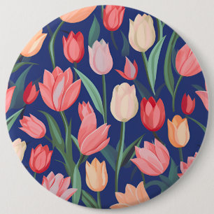 Tulips pattern 6 inch round button