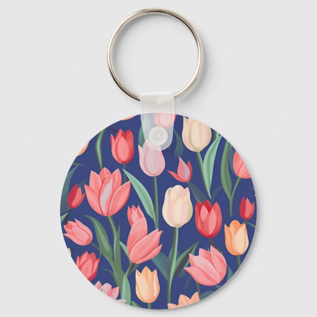 Tulips pattern. keychain (Front)
