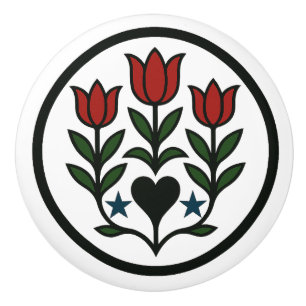 Tulips Pennsylvania Dutch Hex Sign Ceramic Knob