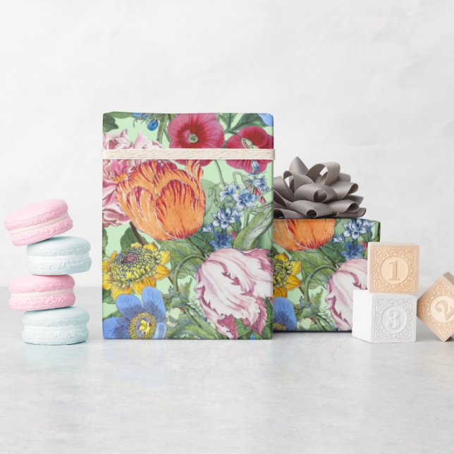Tulips Peony Spring Flower Garden Wrapping Paper (Baby Shower)