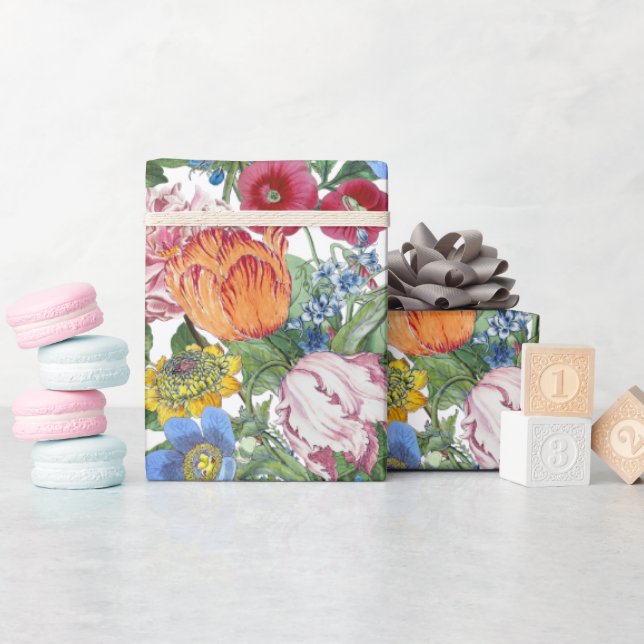 Tulips Peony Spring Flower Garden Wrapping Paper (Baby Shower)