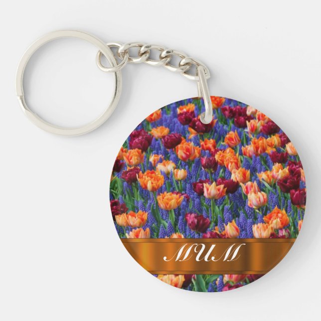 Tulips personalized mom keychain (Front)