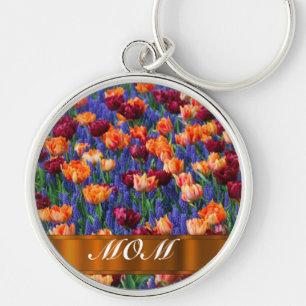 Tulips personalized mom keychain