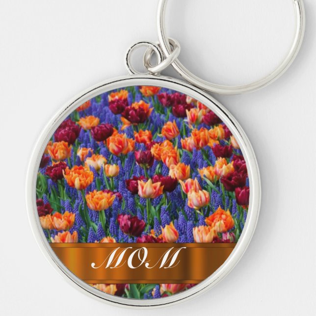 Tulips personalized mom keychain (Front)
