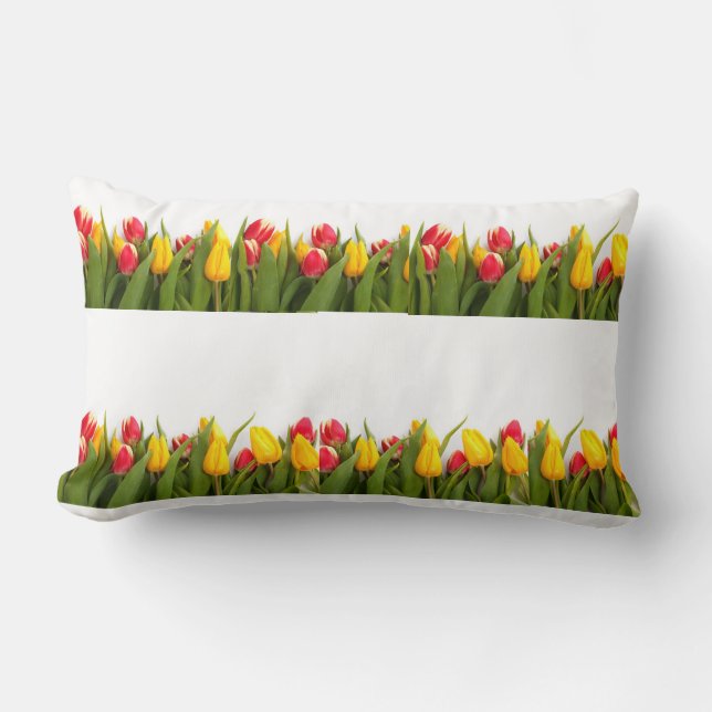 ****TULIPS PILLOW**** WITH YELLOW BACK LUMBAR PILLOW (Front)