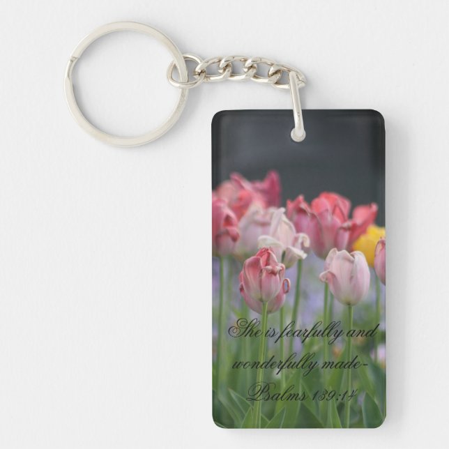Tulips Psalms 139: 14 Keychain (Front)