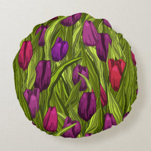 Tulips Round Pillow