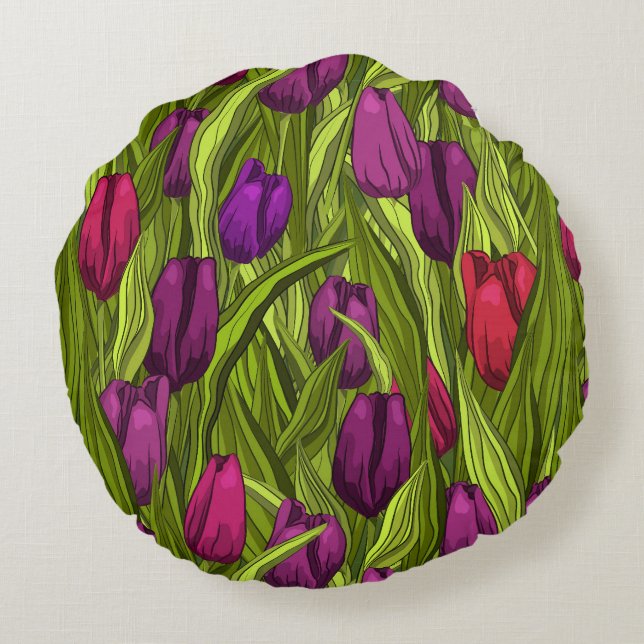 Tulips Round Pillow (Back)