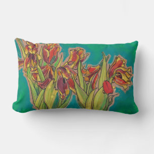 Tulips Sketch Blooming Spring Flowers Floral Art Lumbar Pillow