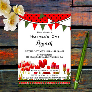 Tulips Spring Garden Bunting Mother's Day Brunch Invitation
