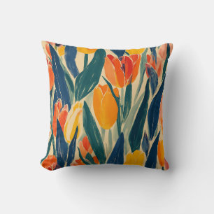 Tulips Spring Radiance Throw Pillow