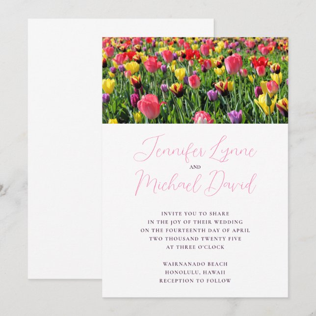 Tulips Spring Wedding Invitation (Front/Back)