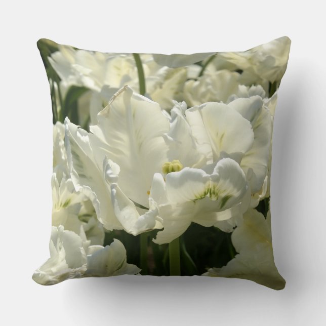 Tulips the white throw pillow (Front)
