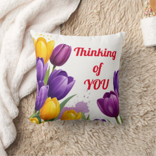 Tulips Thinking of You, Mother's Day Throw Pillow