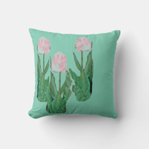Tulips Three-Pink Throw Pillow