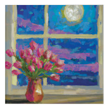 Tulips Under the Moon Wall Art