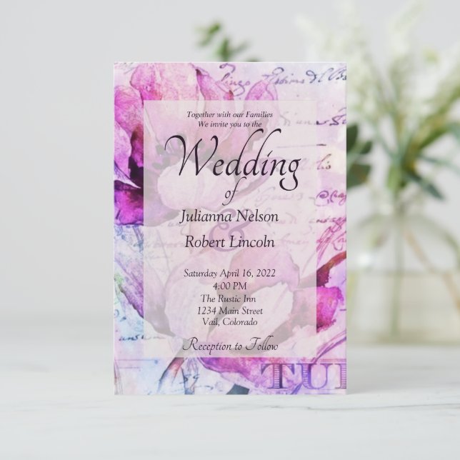 Tulips wedding invitation (Standing Front)