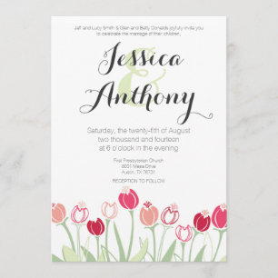 Tulips Wedding Invitation   Red Colours