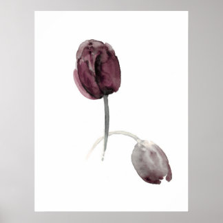 Tulips white poster purple flowers