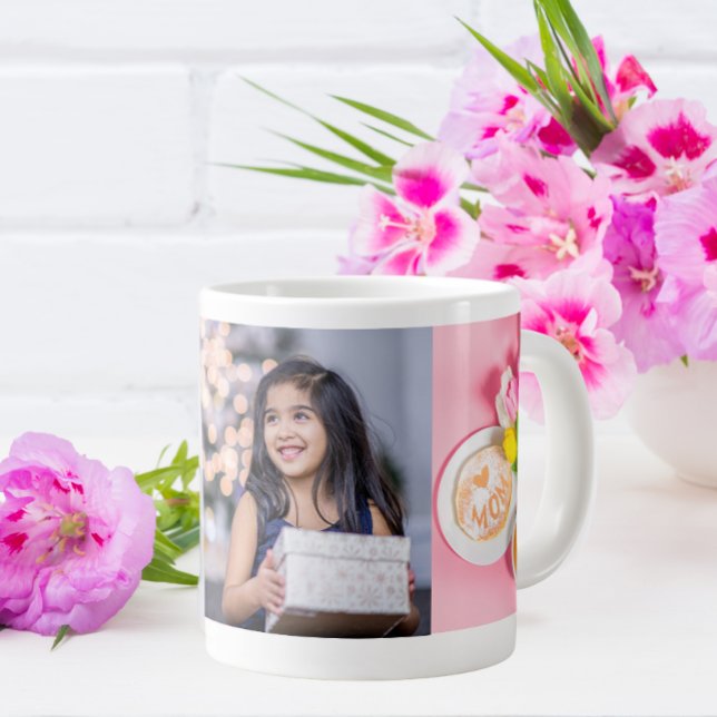  Tulips with Photo personalization Love You Mom  Large Coffee Mug (Creator Uploaded)