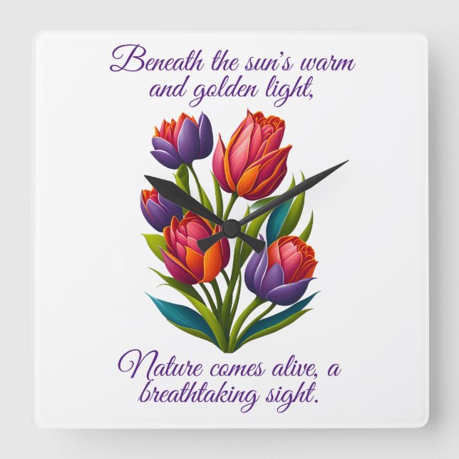 Tulips with Poem - Wall Clock (Front)