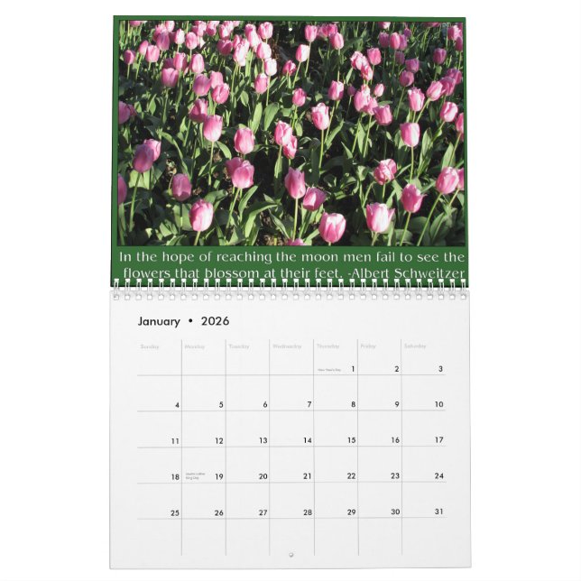 Tulips With Quotes and Sayings Calendar (Jan 2026)