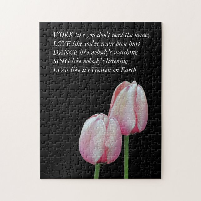 Tulips Work Love Dance Live Inspirational Quote Jigsaw Puzzle (Vertical)