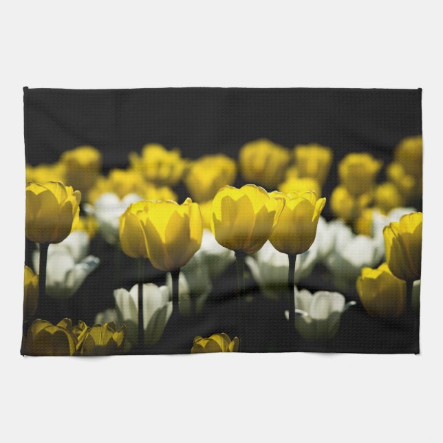 Tulips Yellow And White Kitchen Towel (Horizontal)