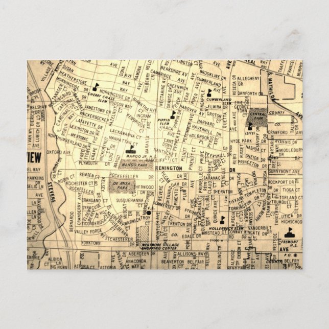 Tulsa, OK Vintage Map Postcard (Front)