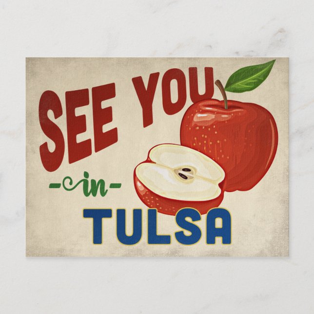 Tulsa Oklahoma Apple - Vintage Travel Postcard (Front)