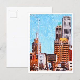 Tulsa Oklahoma Beautiful Oil Painting City Postcard