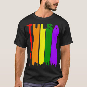 Tulsa Oklahoma LGBTQ Gay Pride Rainbow Skyline T-Shirt