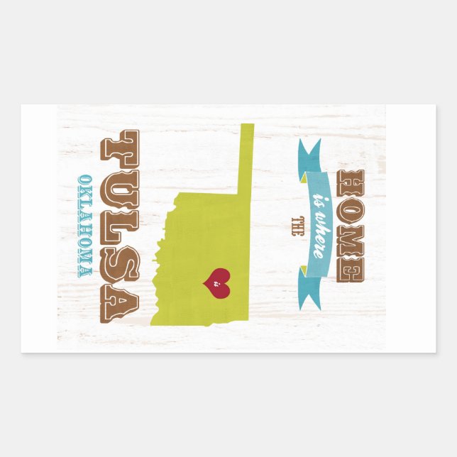 Tulsa, Oklahoma Map – Home Is Where The Heart Is Sticker (Front)