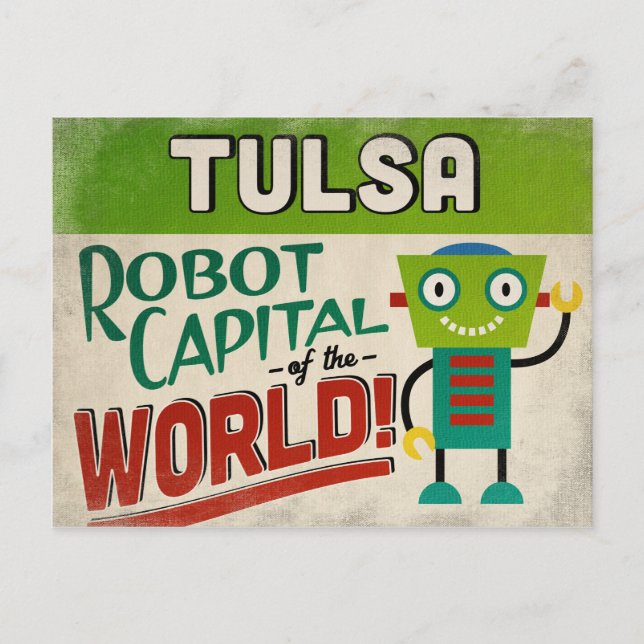 Tulsa Oklahoma Robot - Funny Vintage Postcard (Front)