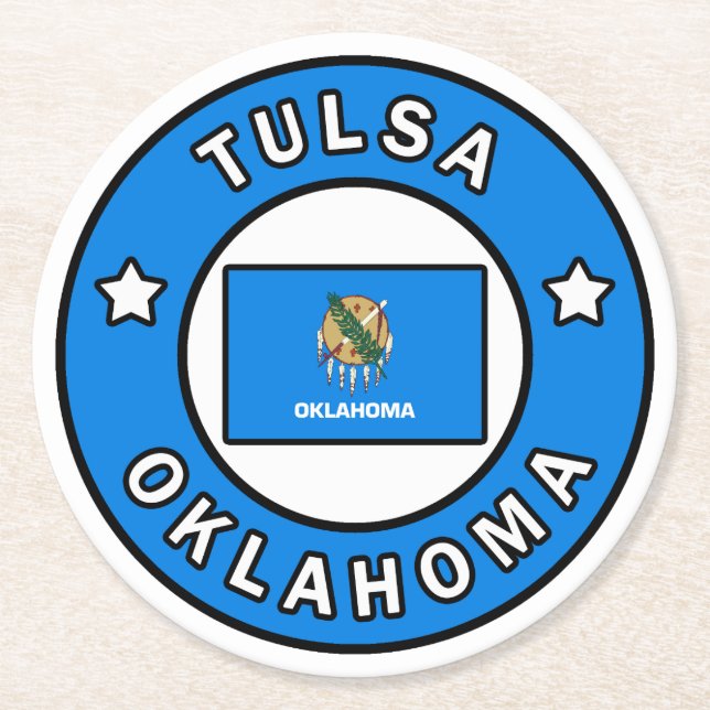Tulsa Oklahoma Round Paper Coaster (Front)