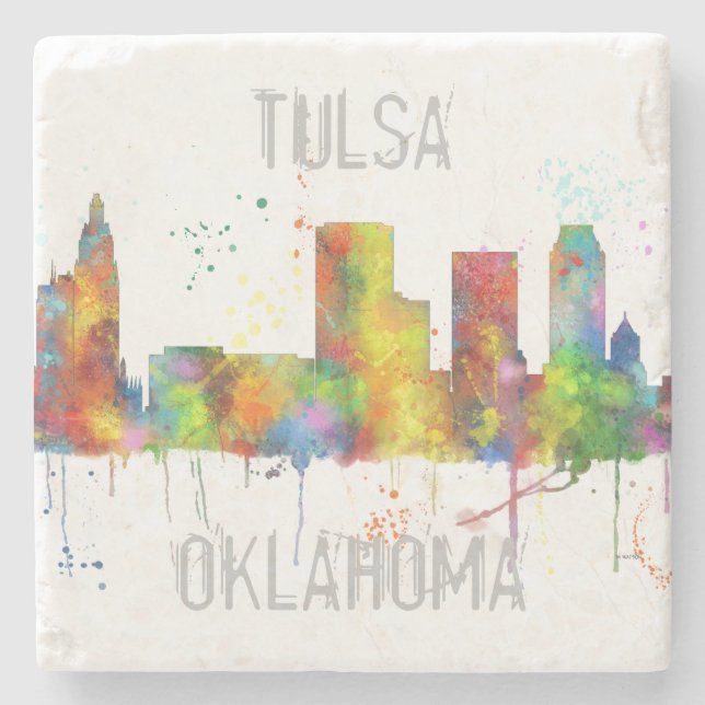 TULSA, OKLAHOMA SKYLINE STONE COASTER (Front)