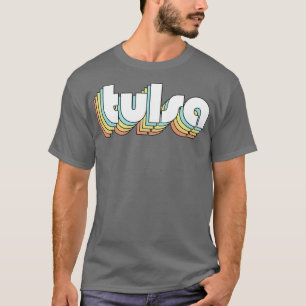 Tulsa Retro Rainbow Typography Faded Style 2 T-Shirt