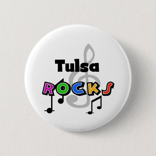 Tulsa Rocks 2 Inch Round Button (Front)